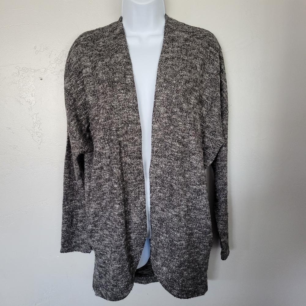 Z by Zella Long Sleeve Cardigan Grey Black Open Front Very Soft Comfy Women's M